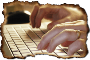 Get past writer's block: hands typing on keyboard.
