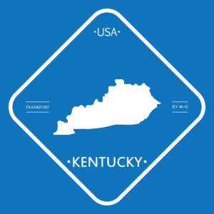 Kentucky state sign for post Portraying southern accents.