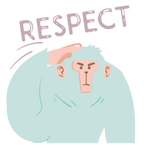 Hat tip to parents with crazy schedules. This gorilla is saluting with the word "respect" above it.