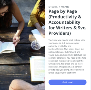 Online writing accountability group clickable image for signing up