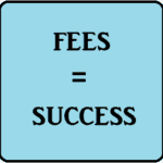 Fees are part of doing business is what this light blue graphic says.