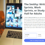 This is a clickable image that links to the signup form for writing sprints, work sprints, or study halls for adults.